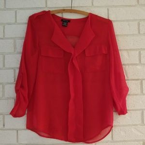 Red Sheer Blouse
